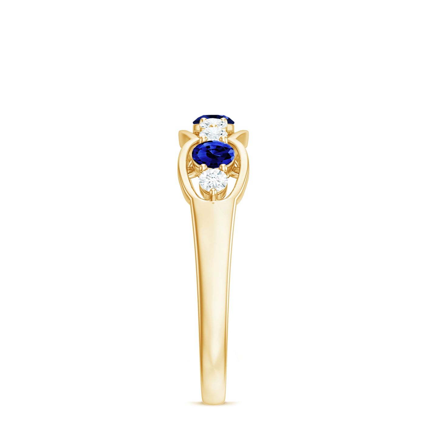 Certified Lab Grown Blue Sapphire Half Eternity Ring with Diamond