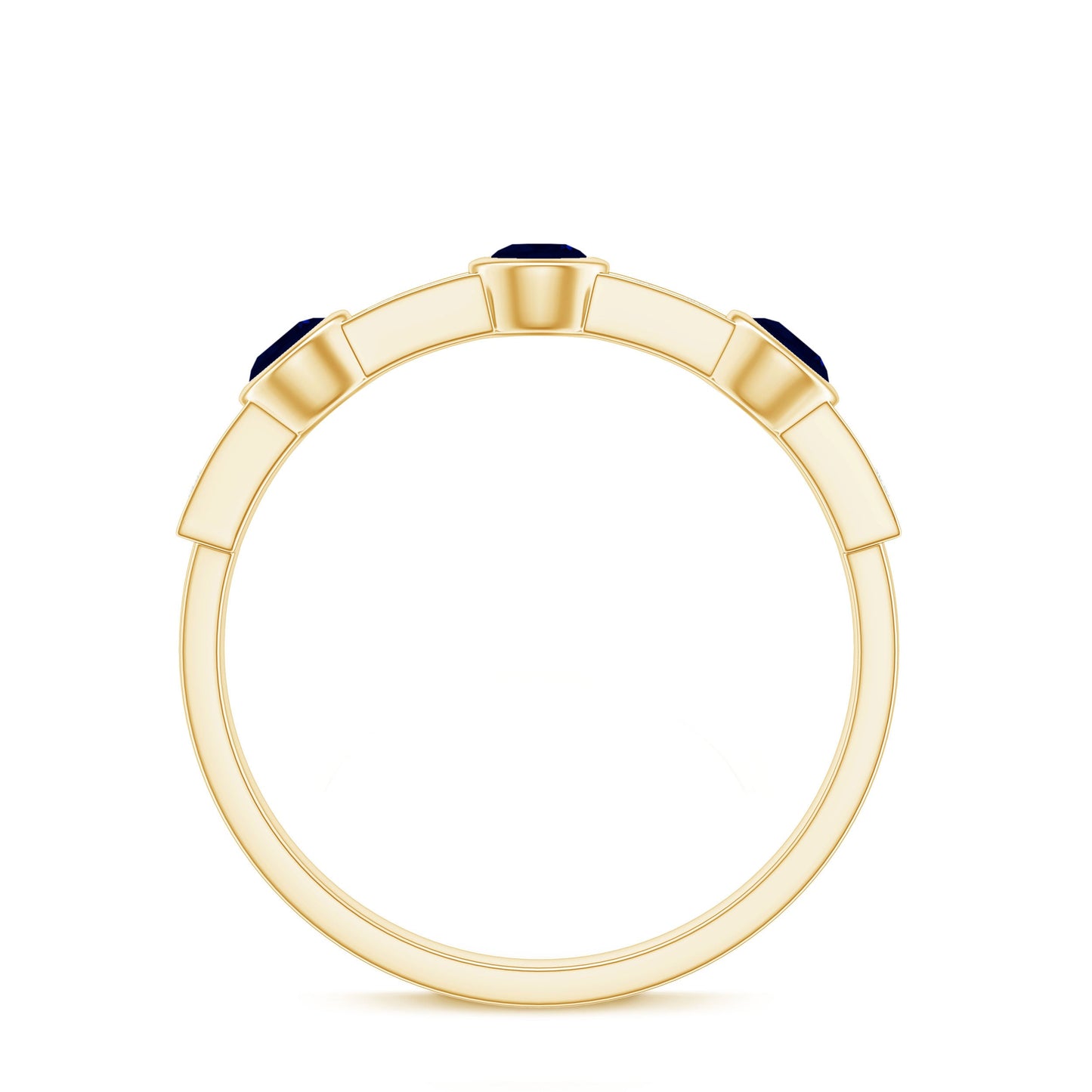 Natural Blue Sapphire Half Eternity Ring with Diamond for Women