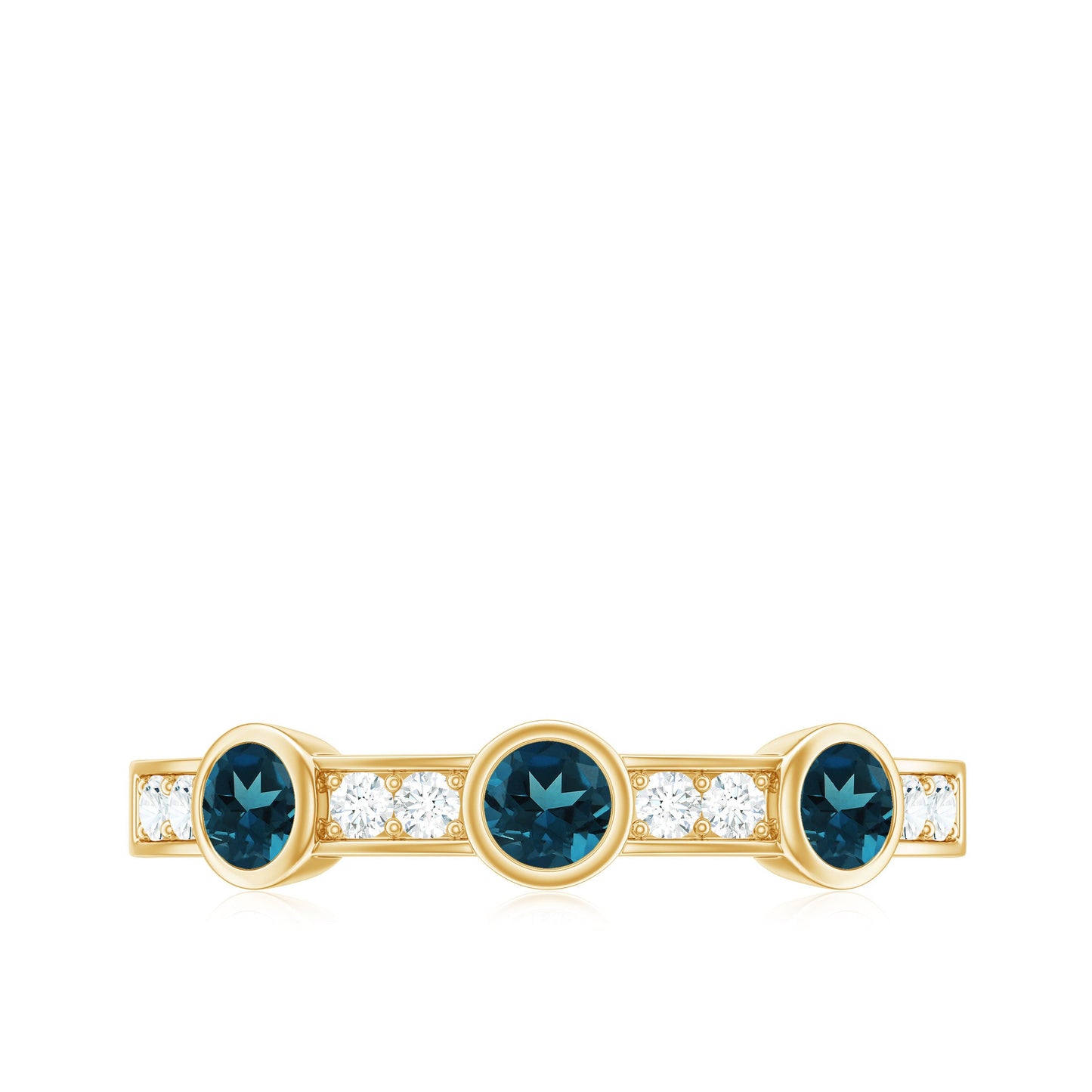 Bezel Set London Blue Topaz Half Eternity Band with Diamond