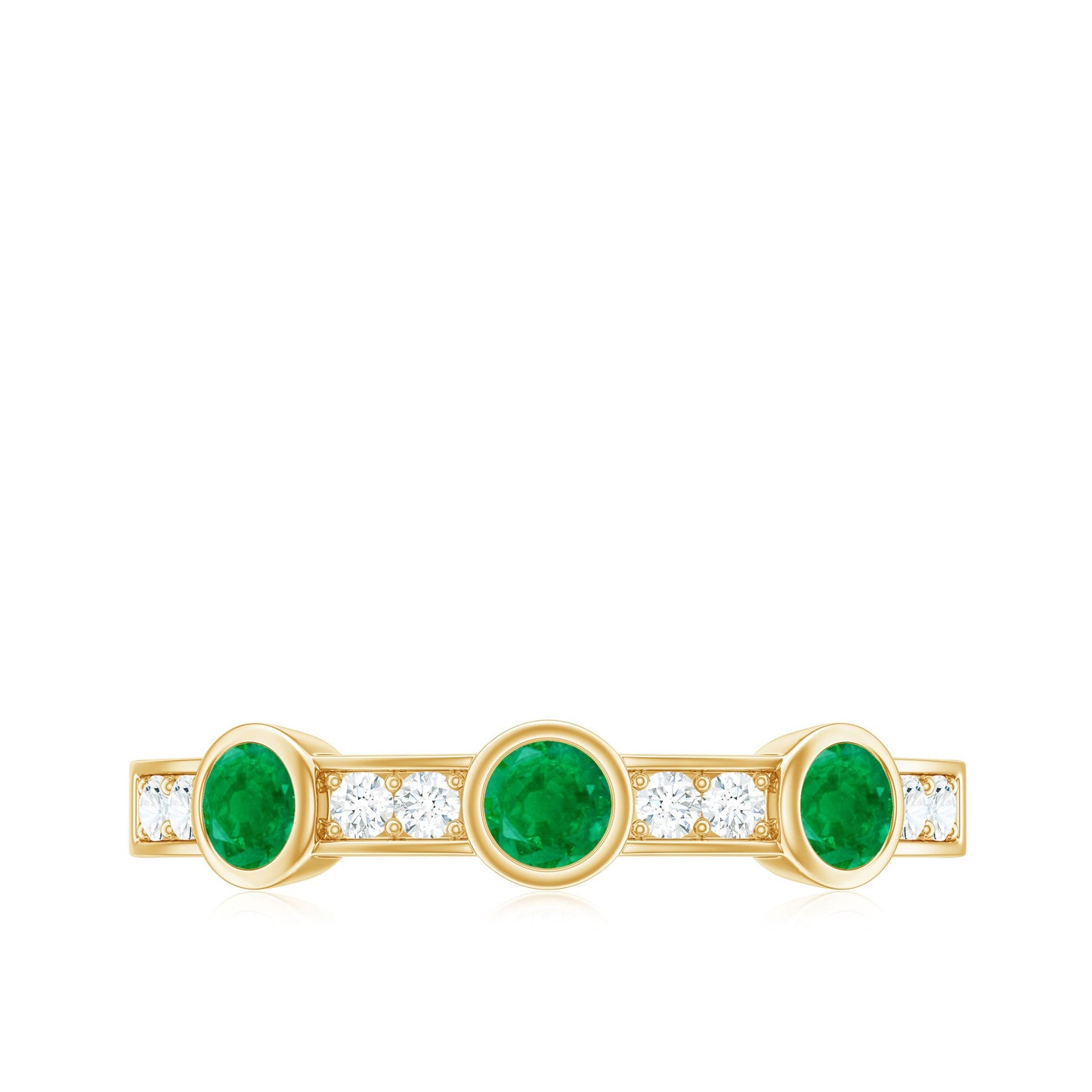 Certified Real Emerald Half Eternity Ring with Diamond