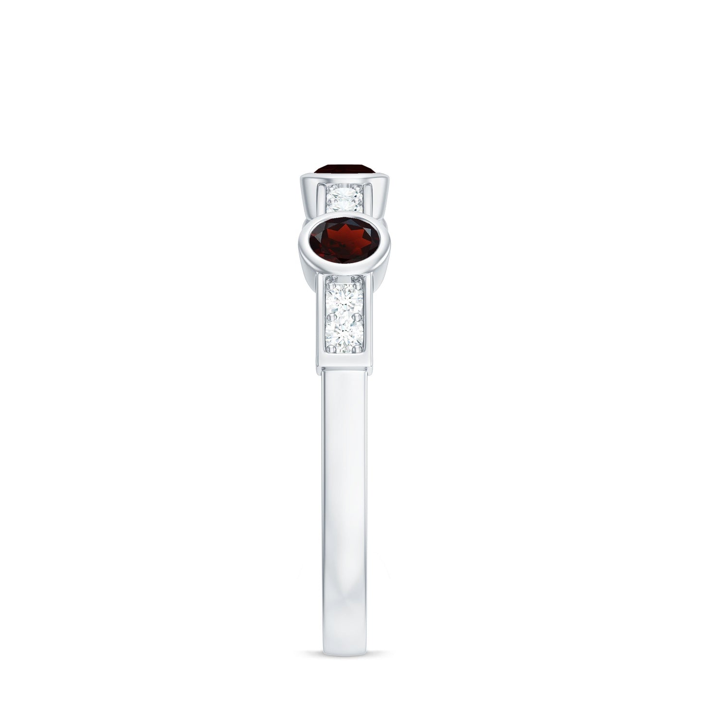 Certified Real Garnet Diamond Half Eternity Ring