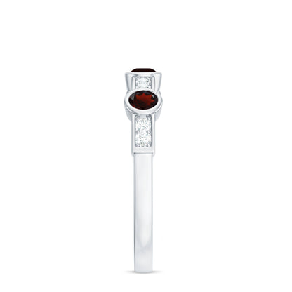 Certified Real Garnet Diamond Half Eternity Ring