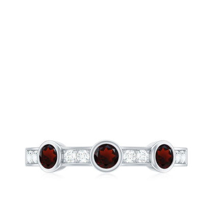 Certified Real Garnet Diamond Half Eternity Ring