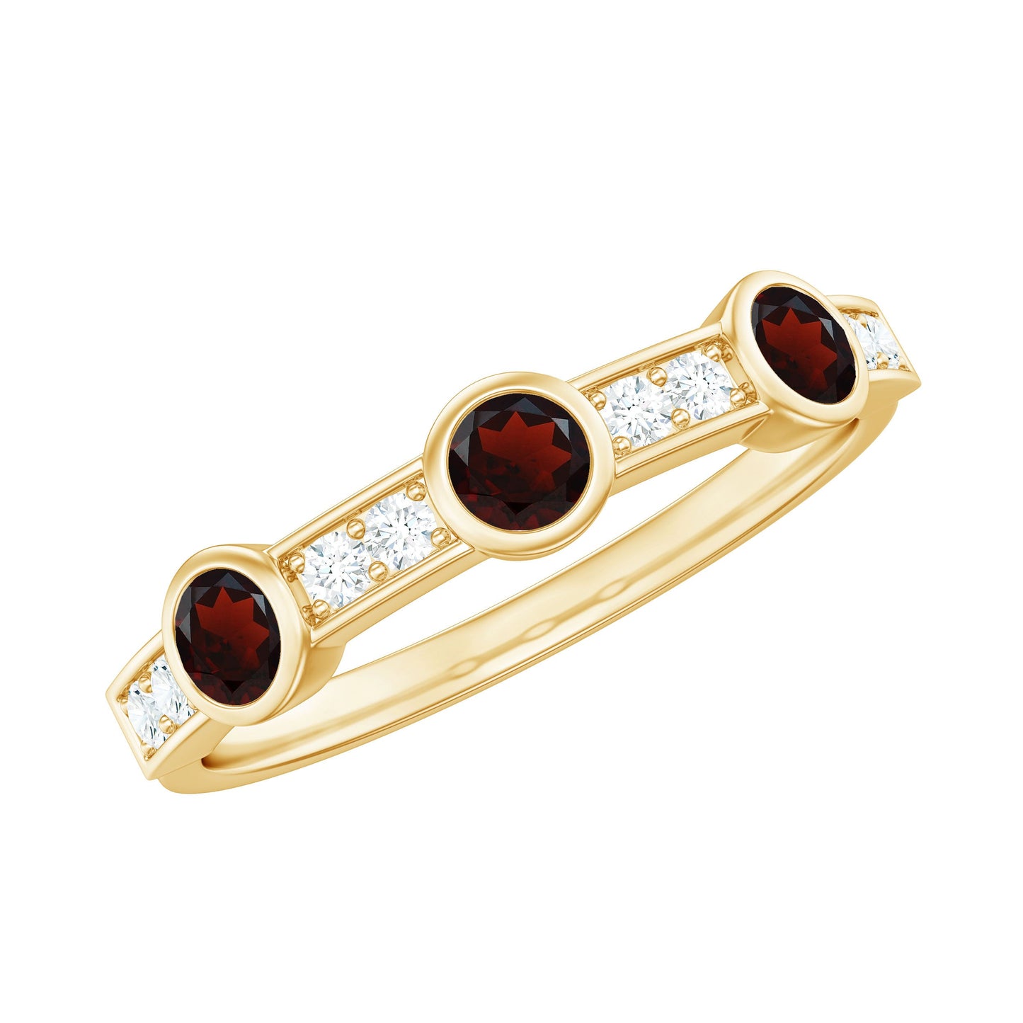 Certified Real Garnet Diamond Half Eternity Ring