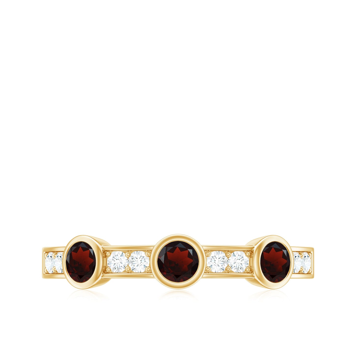 Certified Real Garnet Diamond Half Eternity Ring