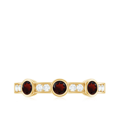 Certified Real Garnet Diamond Half Eternity Ring