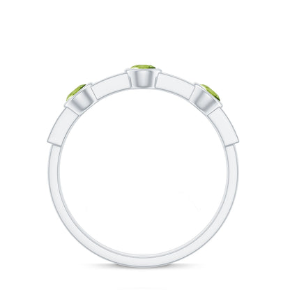 Natural Bezel Set Peridot Half Eternity Ring with Diamond