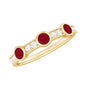 Natural Bezel Set Ruby Half Eternity Ring with Diamond