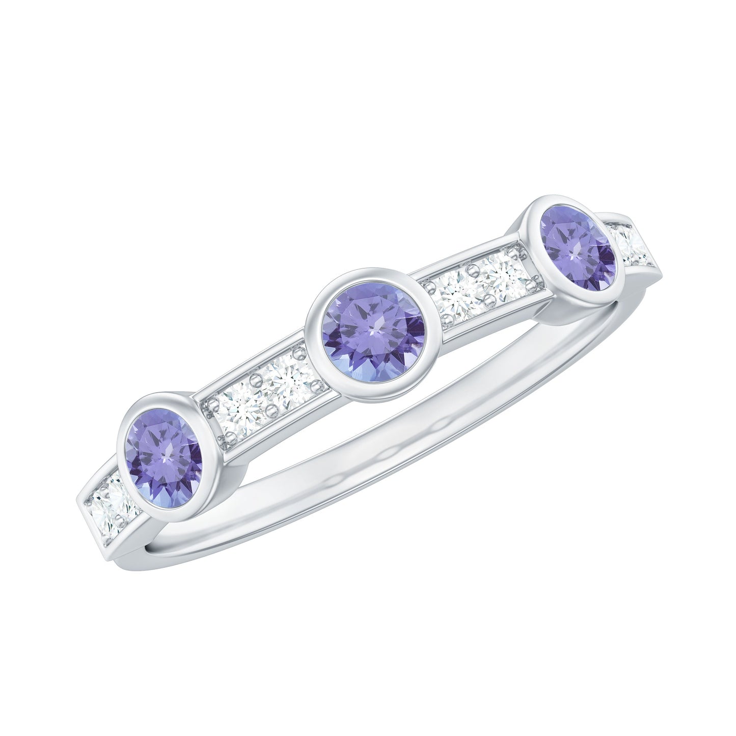 Certified Real Tanzanite Diamond Half Eternity Ring
