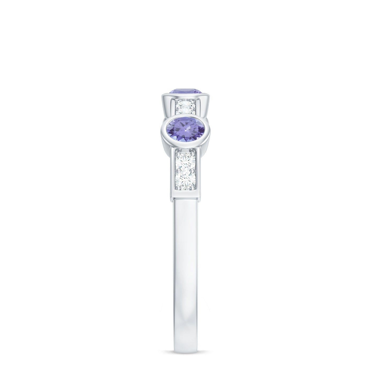 Certified Real Tanzanite Diamond Half Eternity Ring