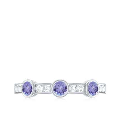 Certified Real Tanzanite Diamond Half Eternity Ring