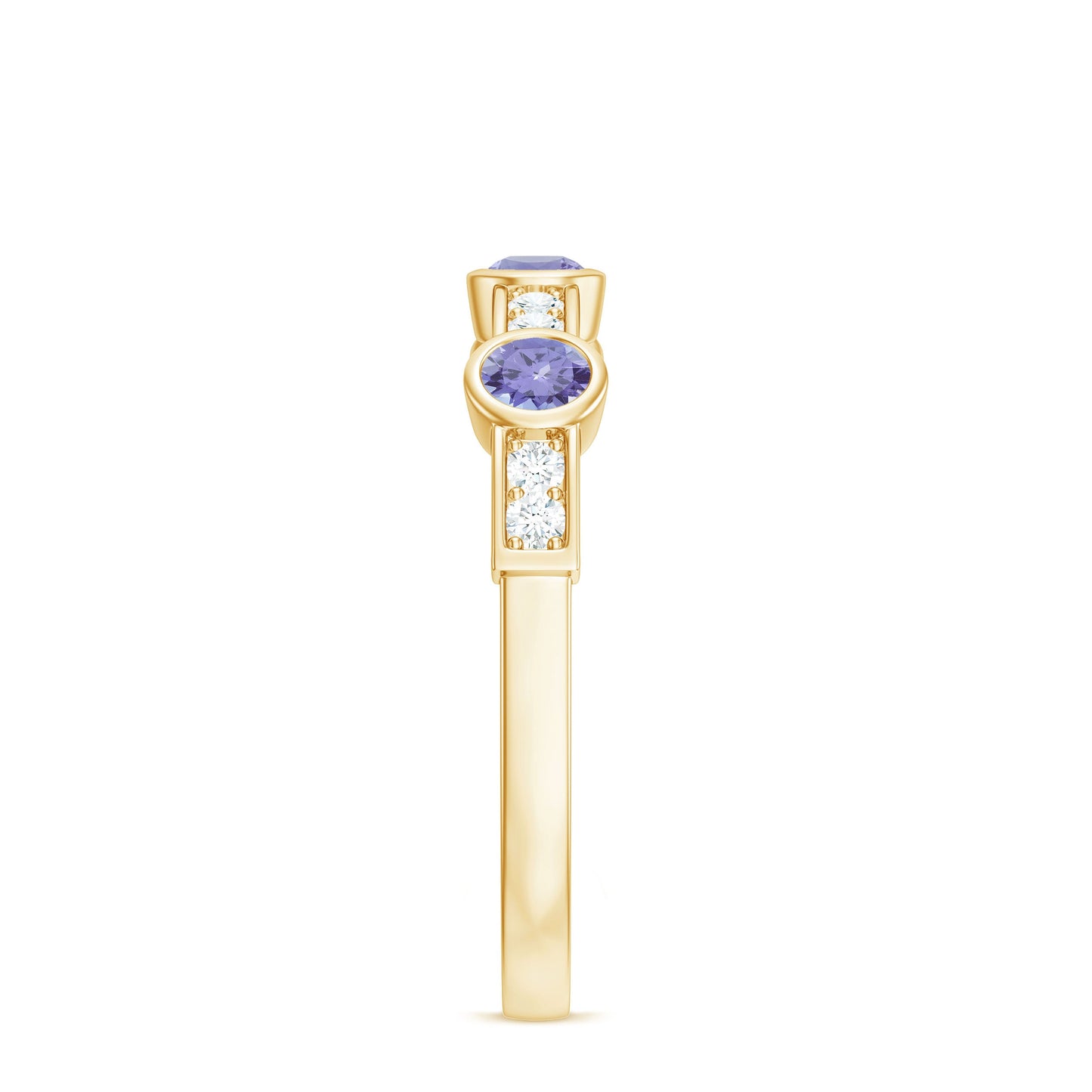 Certified Real Tanzanite Diamond Half Eternity Ring