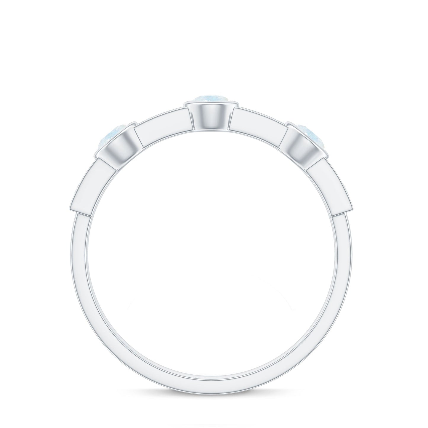 Minimal Half Eternity Ring with Moonstone and Diamond