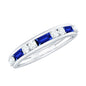 Certified Lab Grown Blue Sapphire Baguette Half Eternity Band with Diamond