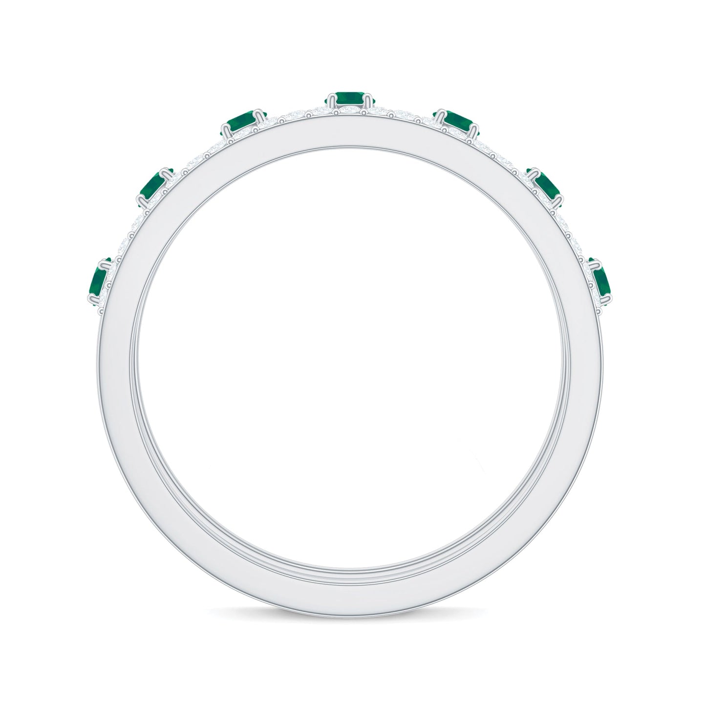 Designer Emerald Diamond Wedding Band Ring with Certificate