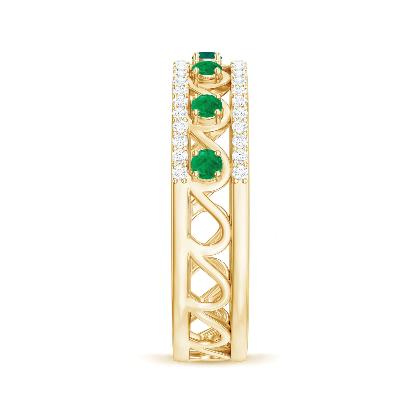 Designer Emerald Diamond Wedding Band Ring with Certificate