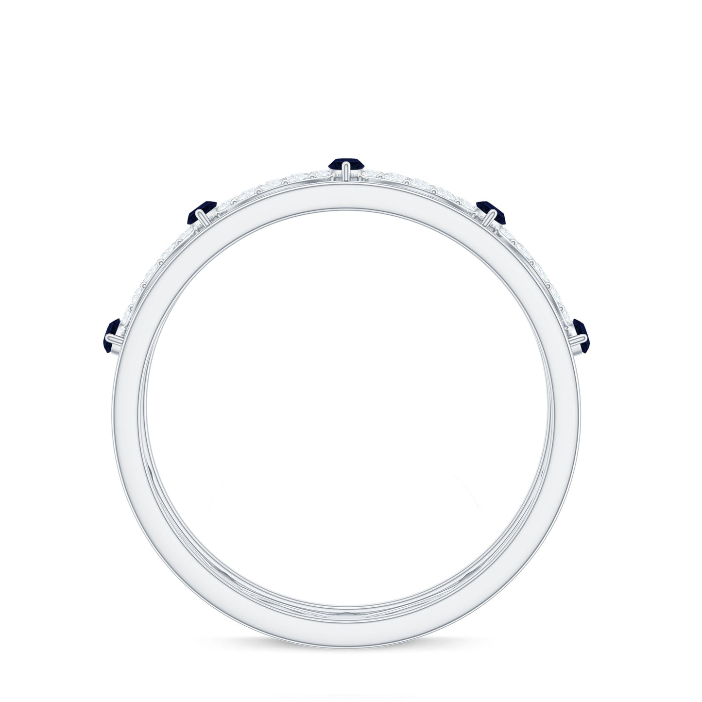 Natural Blue Sapphire Infinity Wedding Band with Diamond