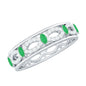 Genuine Emerald Diamond Eternity Wedding Band with Infinity Shank