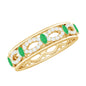 Genuine Emerald Diamond Eternity Wedding Band with Infinity Shank