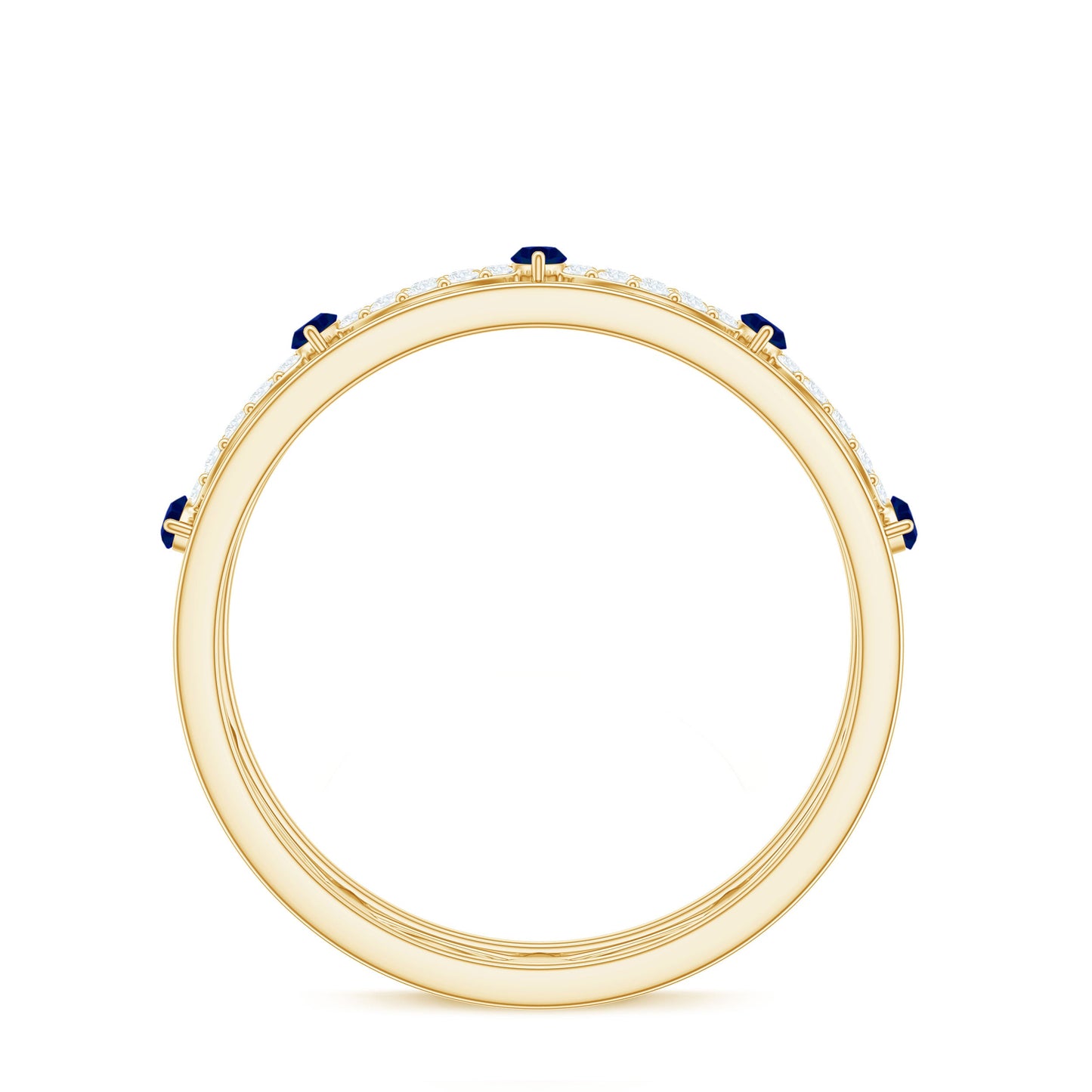 Certified Lab Grown Blue Sapphire Infinity Band Ring with Diamond