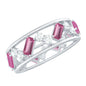 Certified Pink Tourmaline and Diamond Zig Zag Eternity Band