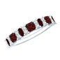 Natural Red Garnet Half Eternity Ring with Diamond