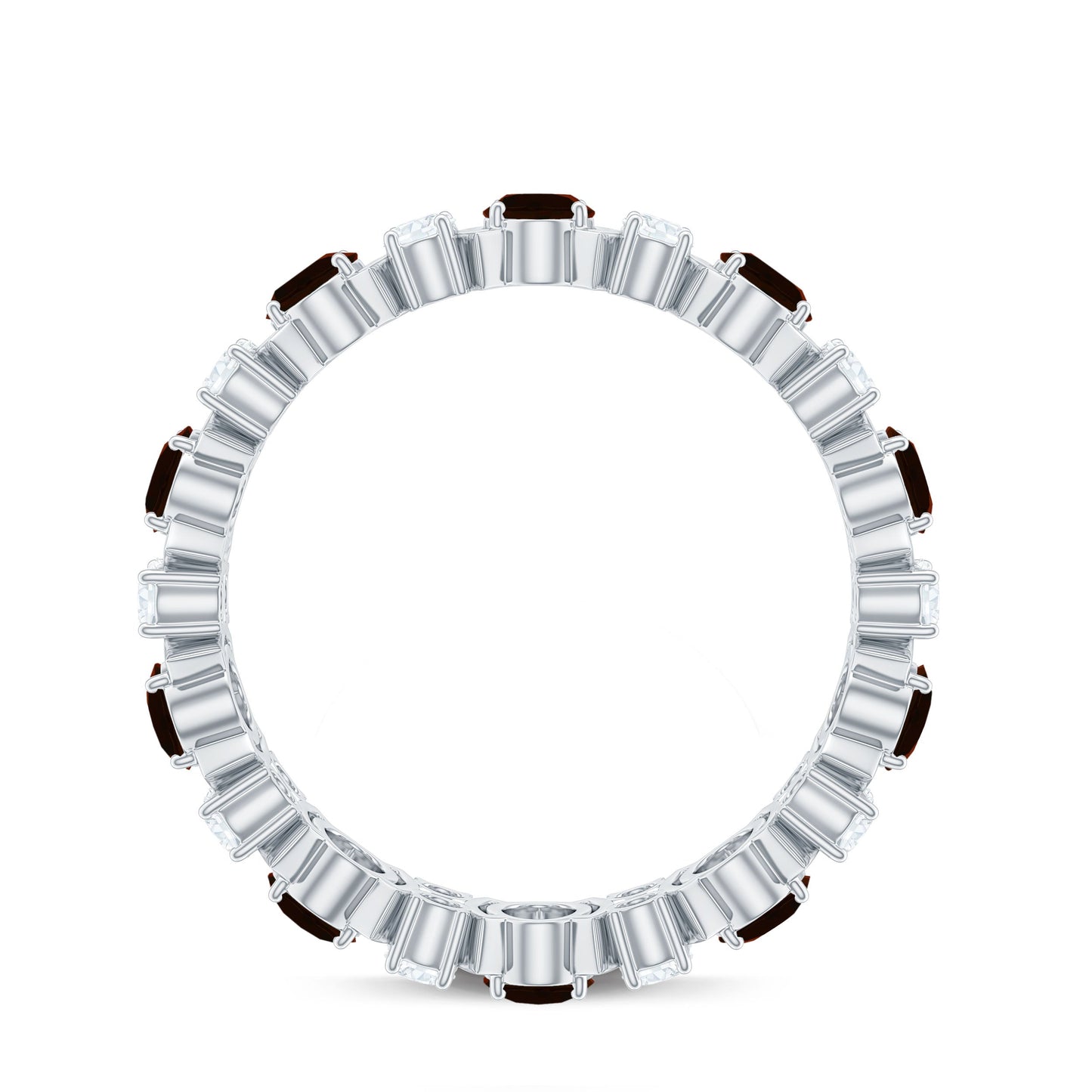 Natural Garnet Diamond Eternity Wedding Band Ring