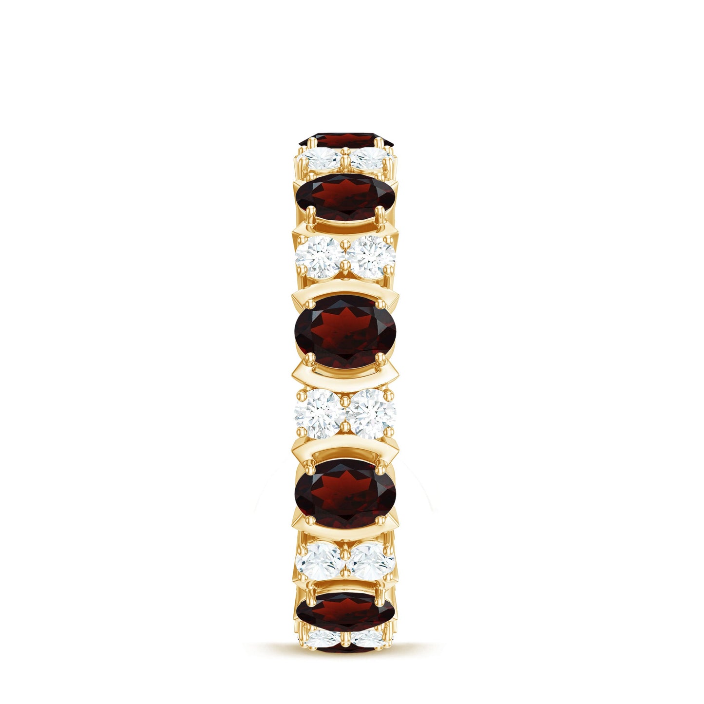 Natural Garnet Diamond Eternity Wedding Band Ring