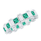Certified Bezel Set Lab Grown Emerald Eternity Wedding Band with Moissanite