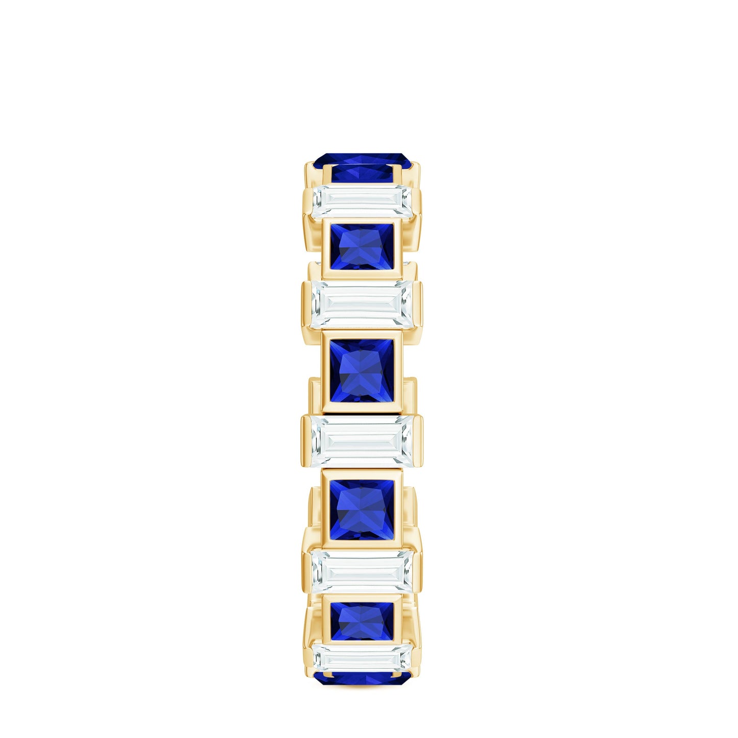Certified Lab Grown Blue Sapphire Eternity Band with Moissanite