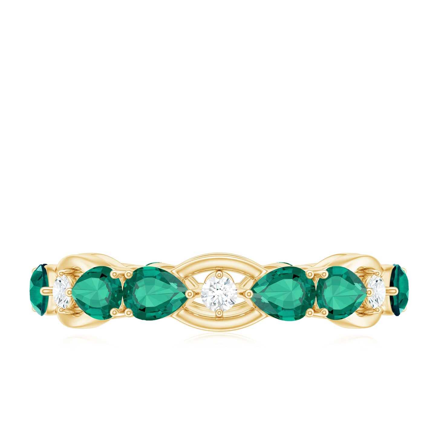 Certified Pear Shape Lab Grown Emerald Eternity Band in East West Style