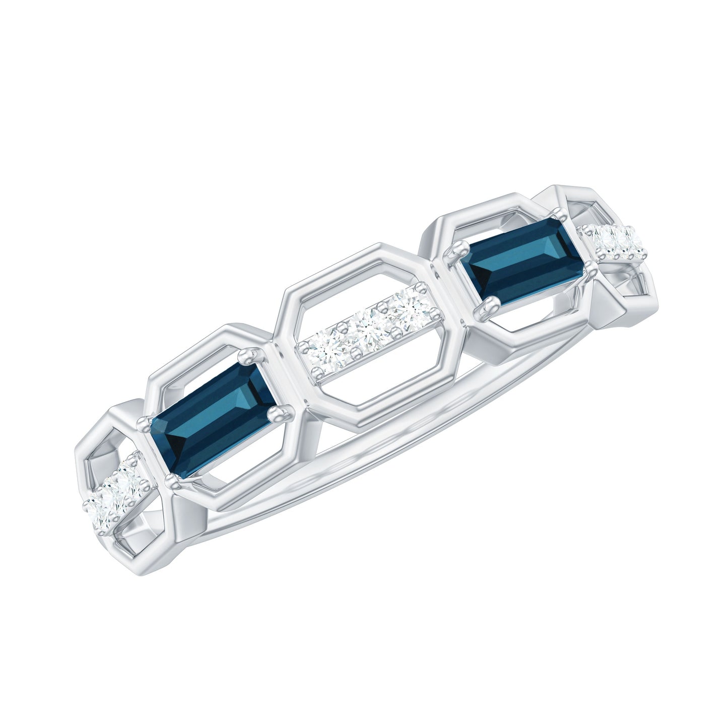 Natural London Blue Topaz Designer Eternity Band with Diamond