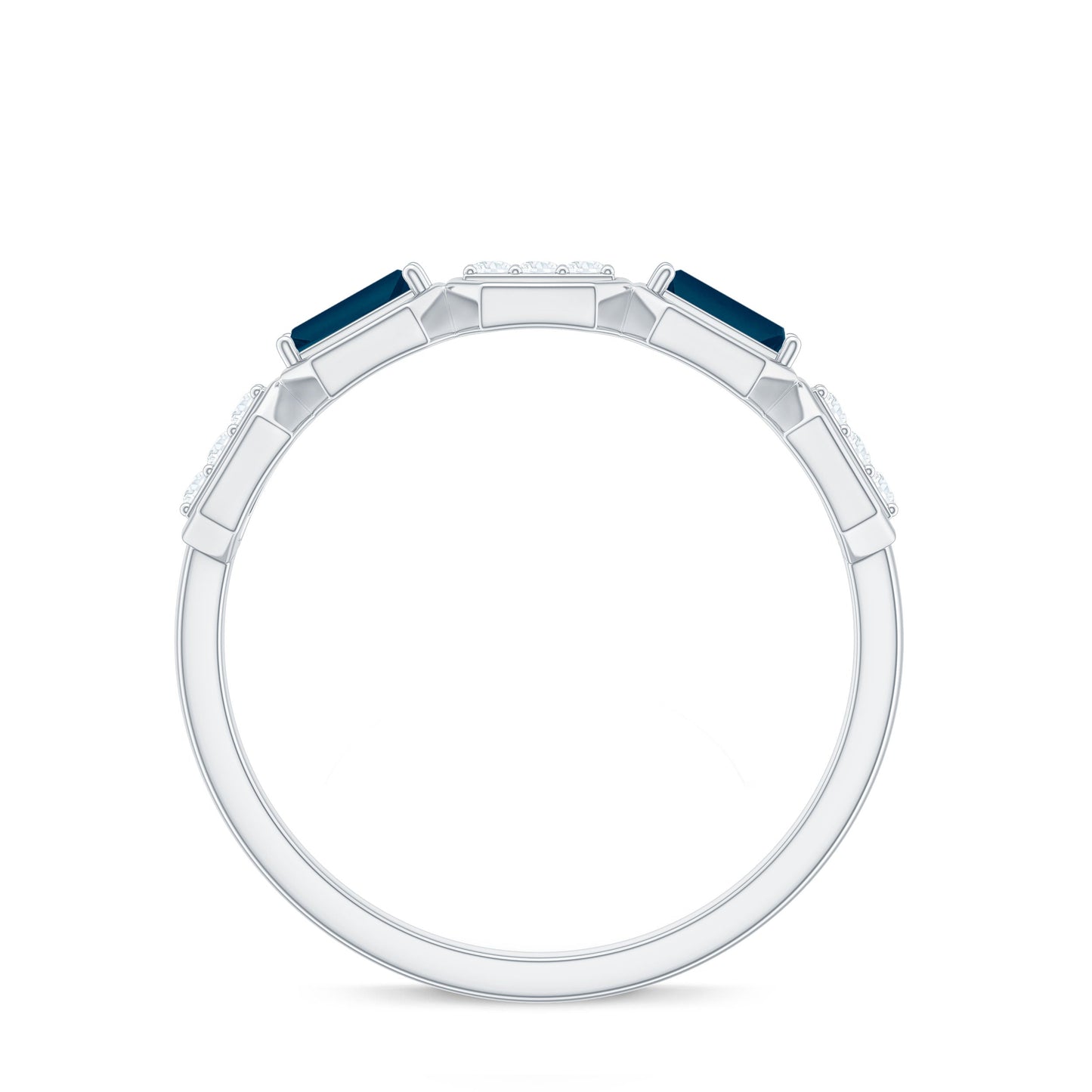 Natural London Blue Topaz Designer Eternity Band with Diamond