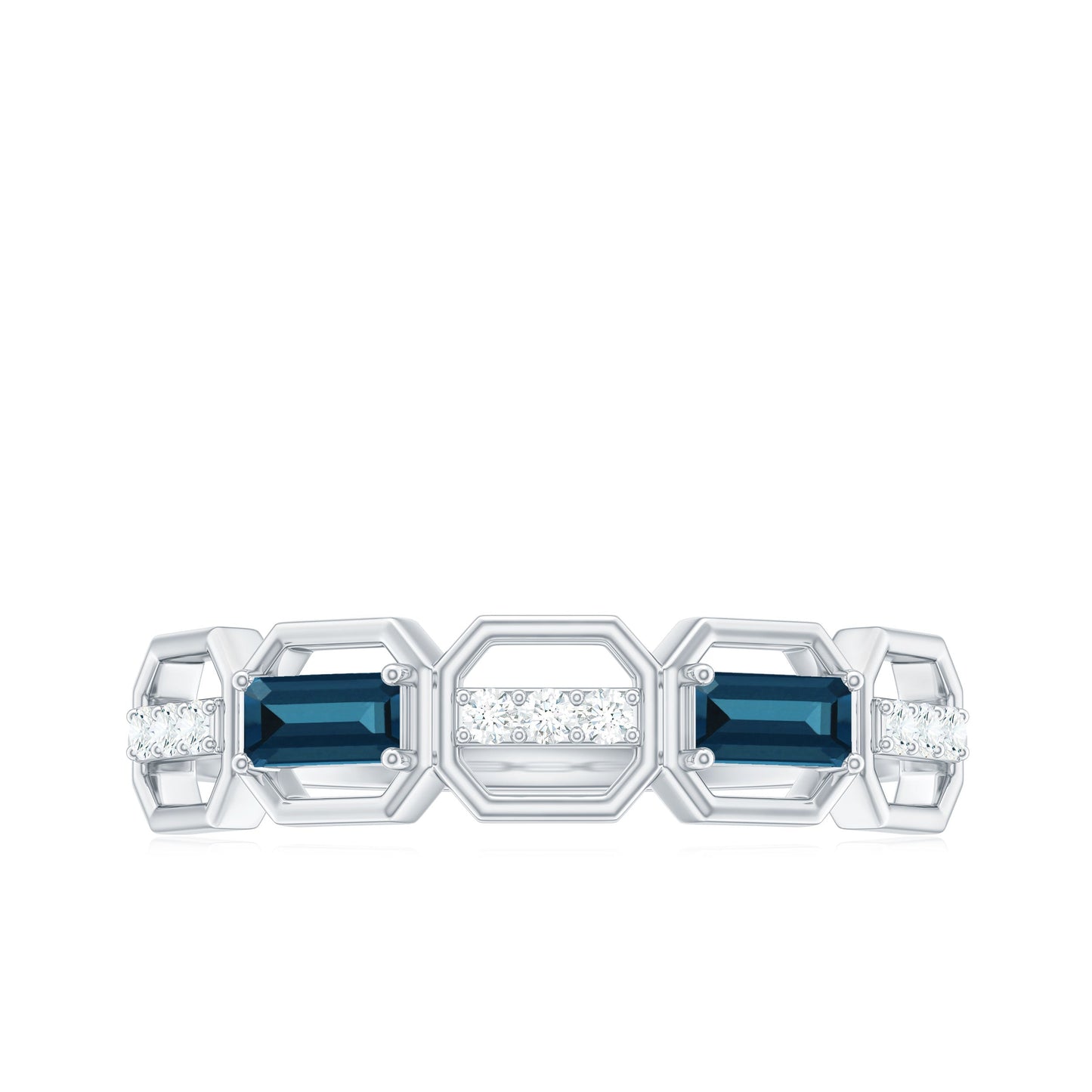 Natural London Blue Topaz Designer Eternity Band with Diamond