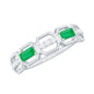 Natural Baguette Emerald Diamond Anniversary Band Ring in East West Style