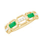 Natural Baguette Emerald Diamond Anniversary Band Ring in East West Style