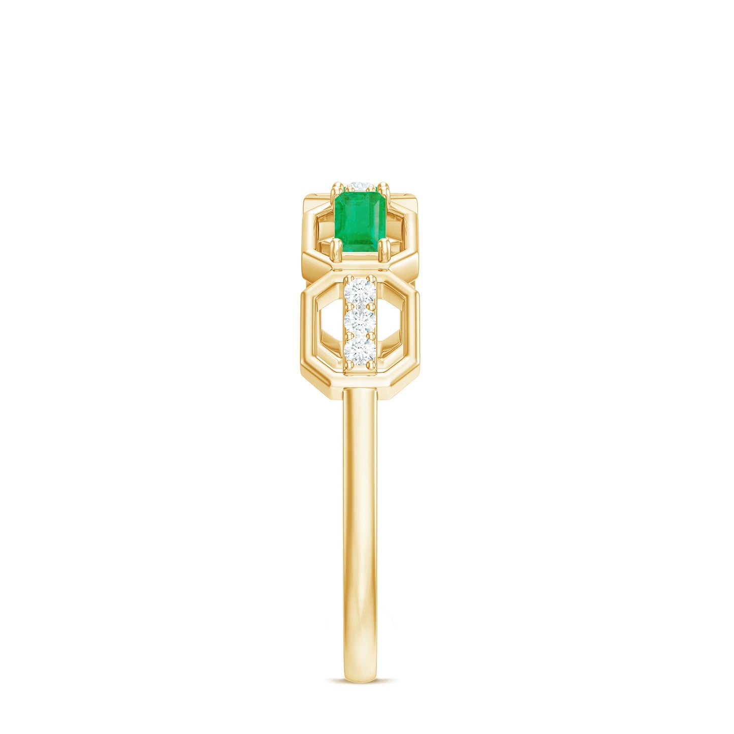 Natural Baguette Emerald Diamond Anniversary Band Ring in East West Style