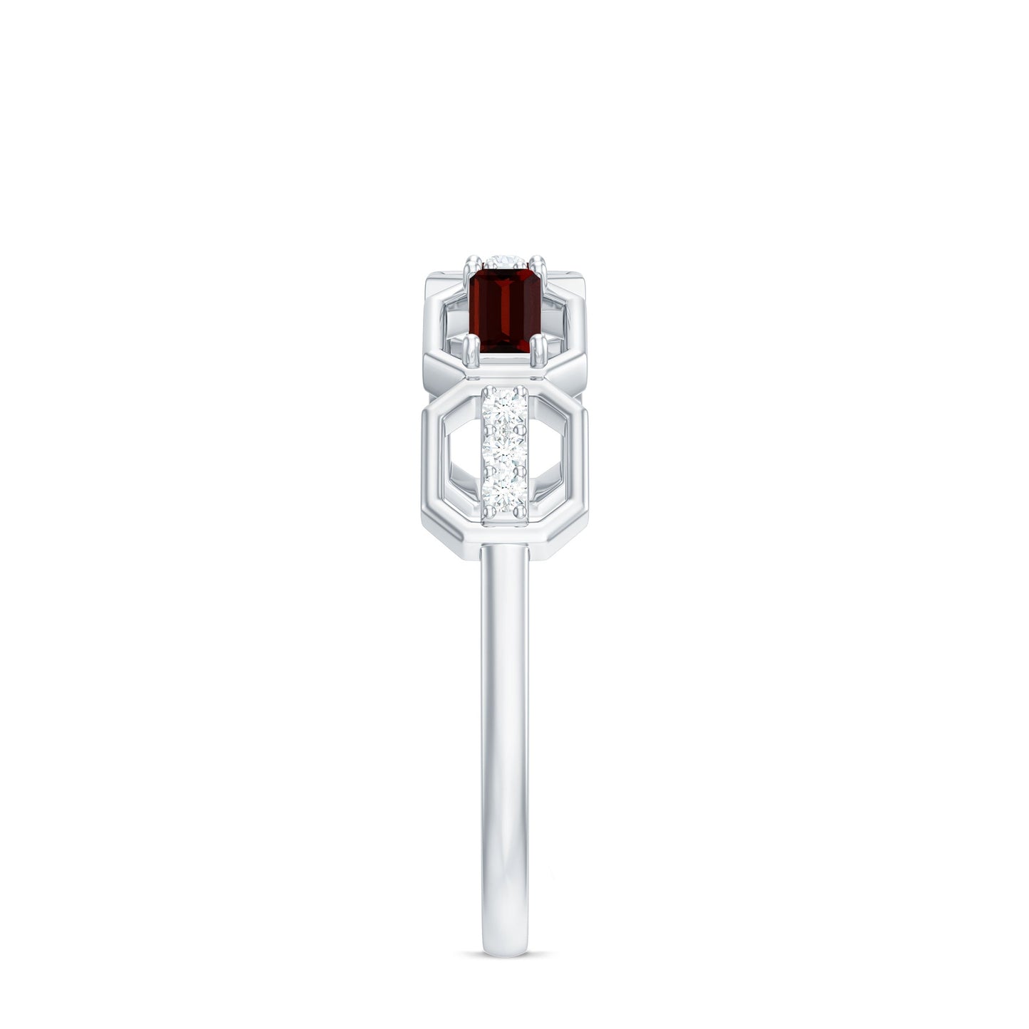Genuine Baguette Garnet Diamond Wedding Band Ring