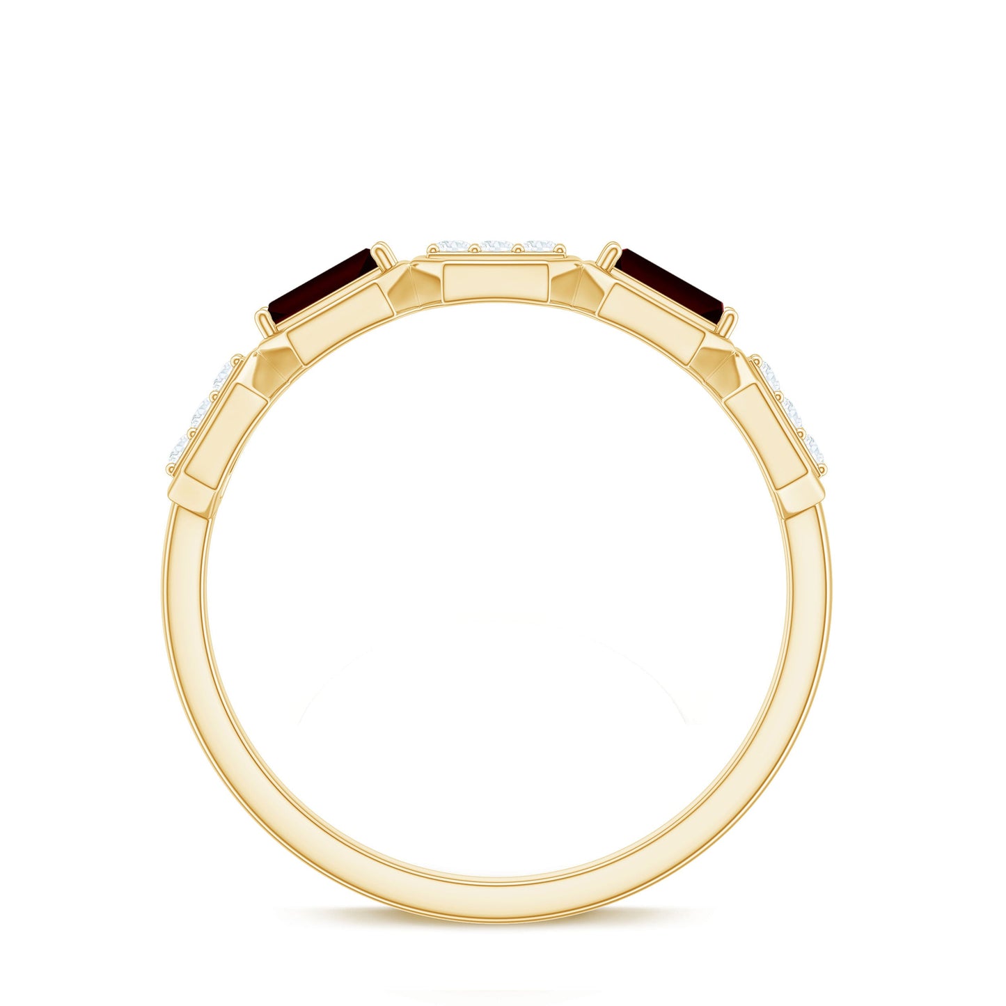 Genuine Baguette Garnet Diamond Wedding Band Ring