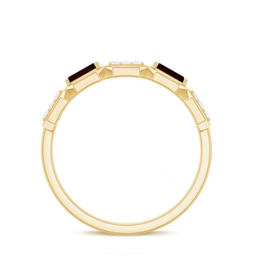 Genuine Baguette Garnet Diamond Wedding Band Ring