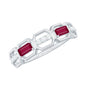 Natural Baguette Ruby Band Ring with Diamond