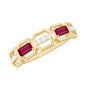 Natural Baguette Ruby Band Ring with Diamond