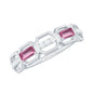 Pink Tourmaline and Diamond Geometric Half Eternity Ring