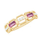Pink Tourmaline and Diamond Geometric Half Eternity Ring