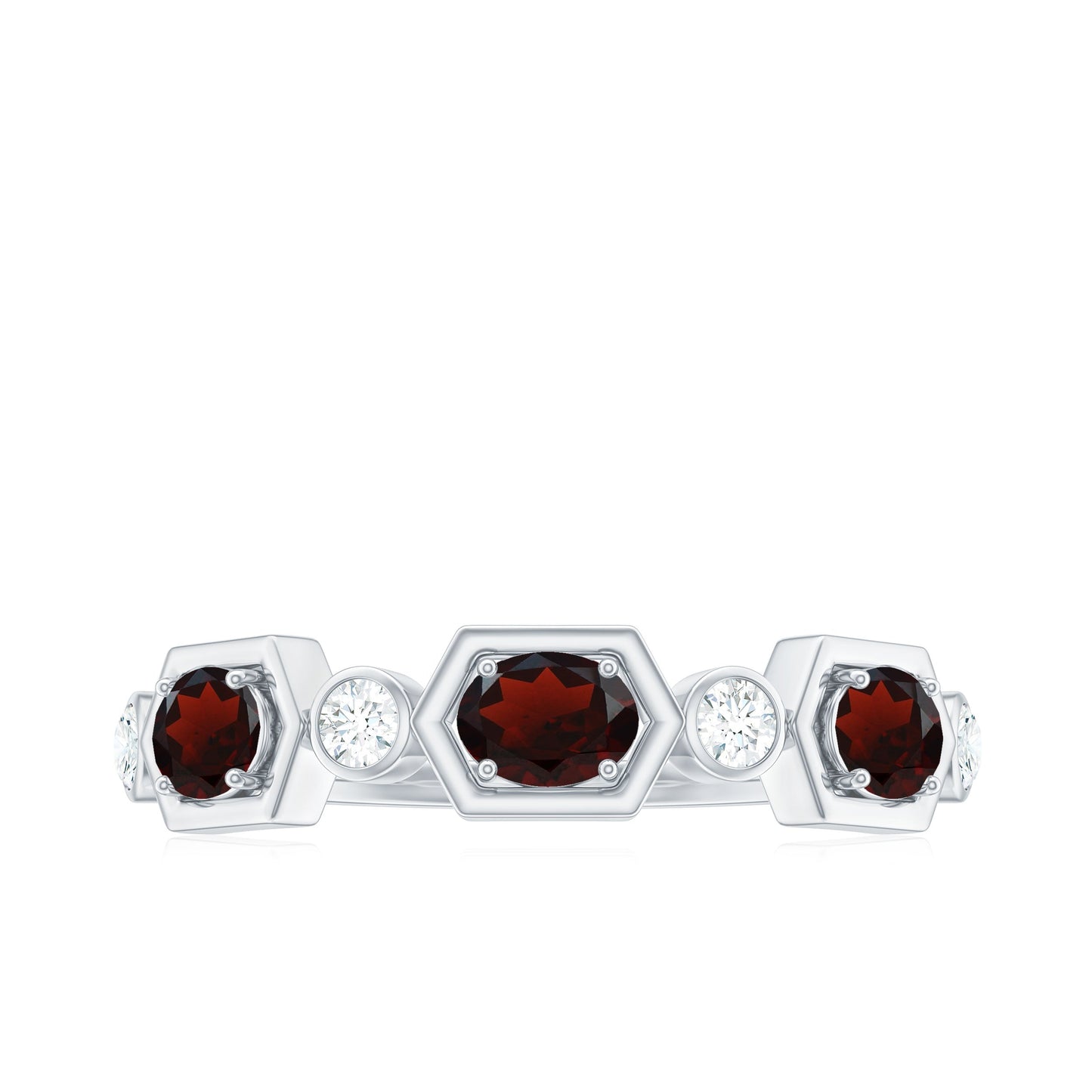 Natural Garnet Diamond Wedding Band With Certificate