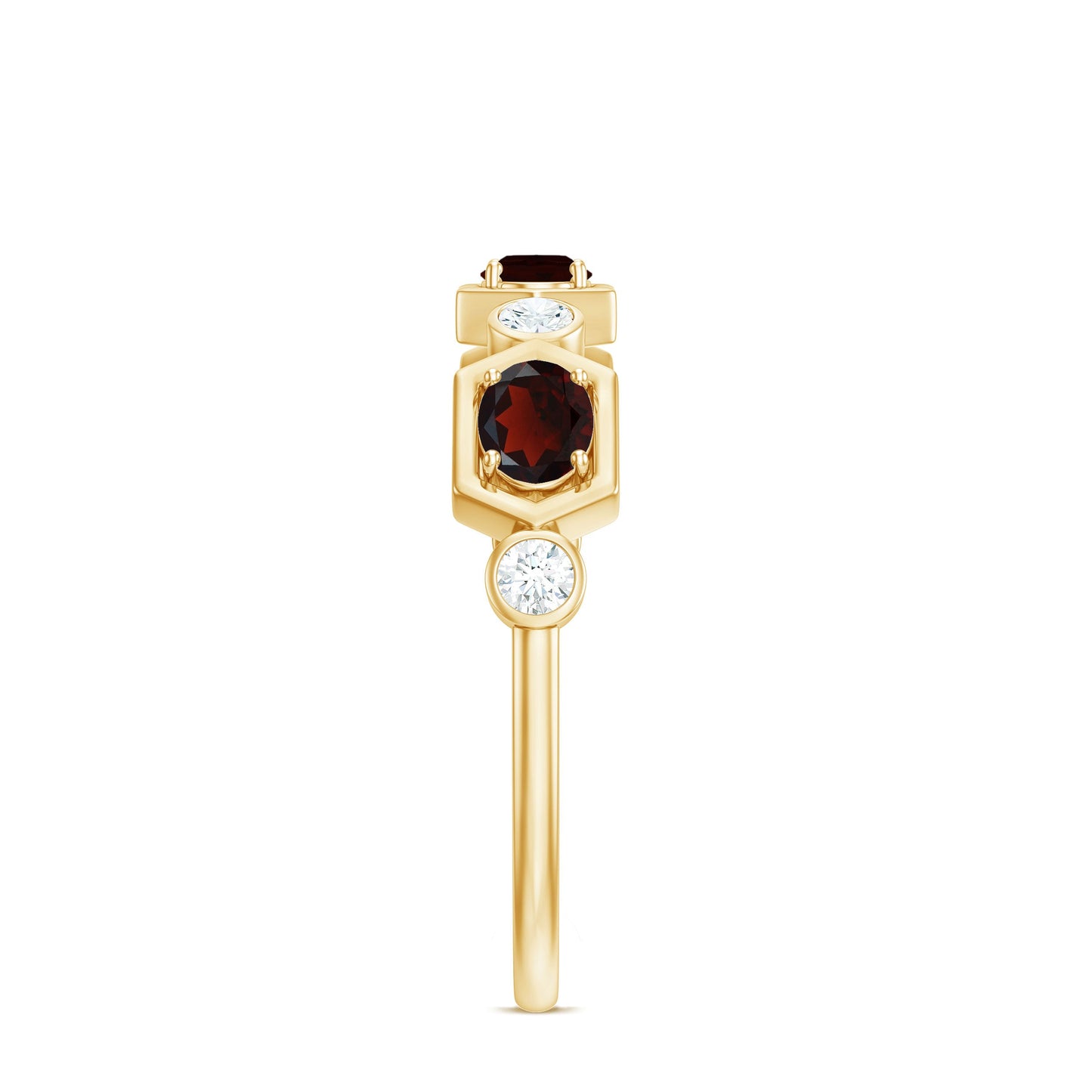 Natural Garnet Diamond Wedding Band With Certificate