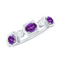 East West Style Amethyst Half Eternity Ring with Diamond