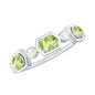 Natural Oval Peridot Diamond Half Eternity Ring for Women