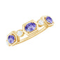 Real Tanzanite and Diamond Half Eternity Ring