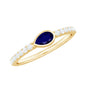 Real Pear Shape Blue Sapphire Promise Ring with Diamond